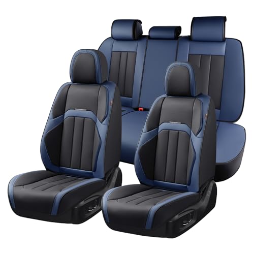 Image of Coverado Nappa Leather Car Seat Covers Full Set, Luxury Waterproof Seat Protectors, Airbag Compatible Anti‑Slip Auto Seat Covers, Universal Fit for Most Cars SUVs Trucks Pickup Vehicles