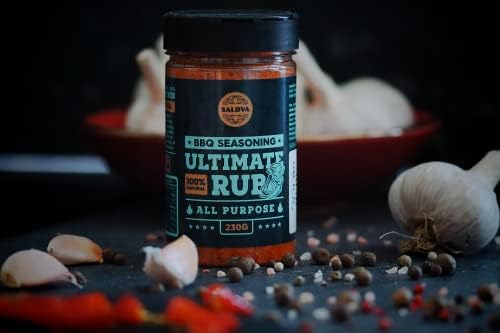 Ultimate Rub BBQ All Purpose Seasoning - 100% Natural and Universal BBQ Seasoning - Flavourful All-Round Blend of Spices for Amazing Beef, Pork, Poultry, Vegetable BBQ Dishes - Large Jar (230g)