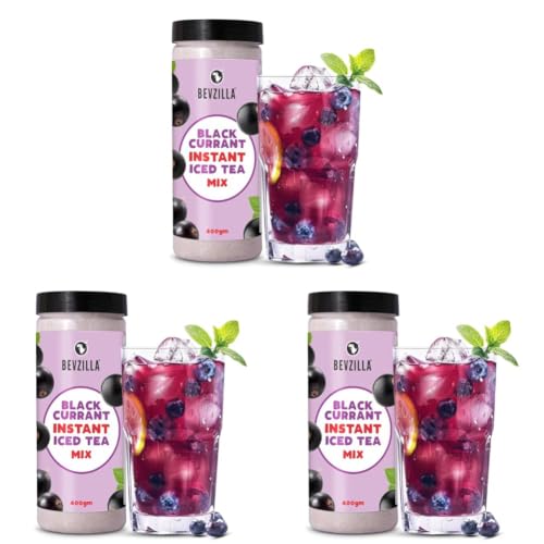 Image of Bevzilla Black Currant Instant Iced Tea Mix - 400 Grams | Perfect For Summers | Refreshing | Instant (Pack of 3)