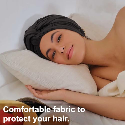 DRESHOW Hair Wrap for Women Ribbed Soft Stretch Jersey Head Scarf Breathable Lightweight Turban Solid Color - Image 3