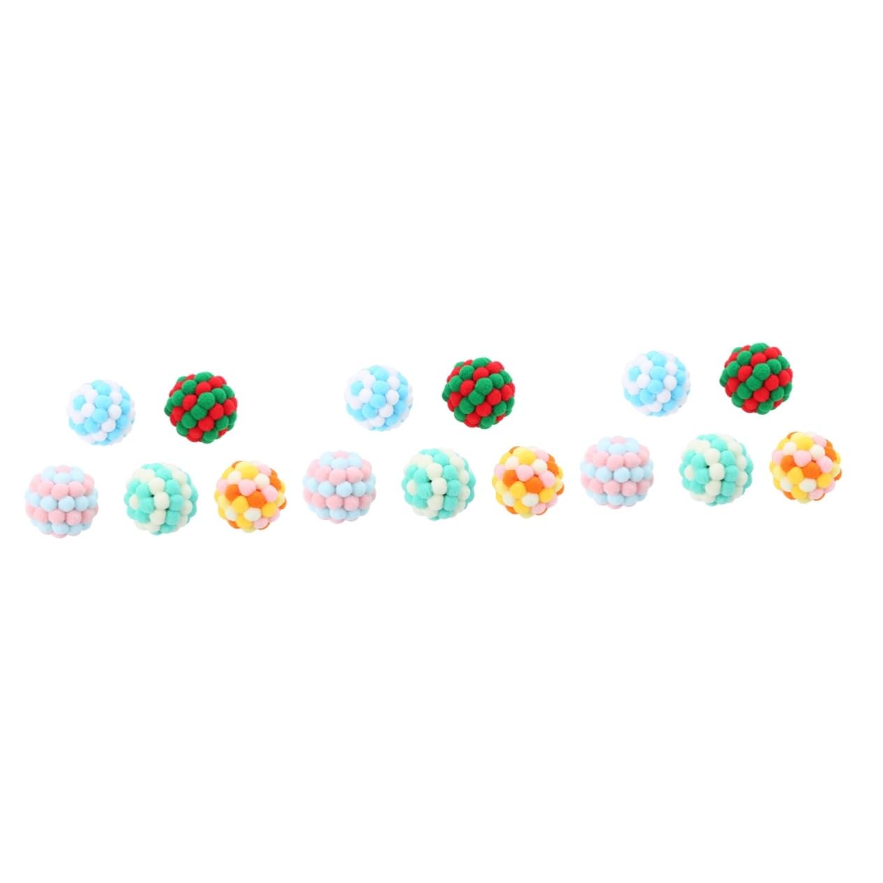 Mipcase 15piezas Bolas De Peluche Coloridas para Gatos Juguete Interactivo para Mascotas para Rascar y Jugar Material Duradero
