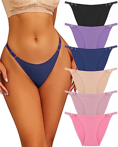 FINETOO Nahtlose Unterwäsche Damen Slip Nahtlos Seamless Unterhosen Slips Verstellbarer Gürtel Mit Metallschnalle Pantys Mehrpack Frauen Sexy Panties -XL