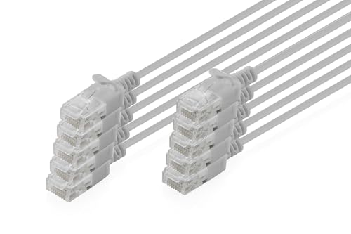 DIGITUS Câble LAN Cat 6 – 2 m – 10 pièces – Slim – U/UTP – Gris