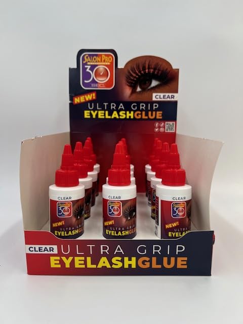 Salon Pro 30 Sec Ultra Grip Clear Eyelash Glue, 2 oz, 12 Pack, Fast Drying