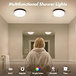 2-Pack Lampes de douche pour batterie de douche intérieure, 15 RGBW Lumière d'humeur changeante de couleur avec télécommande(Dimmable ＆ minuterie), lumière magnétique LED pour salle de bain de douche, placard, chambre à coucher, décoration de fête