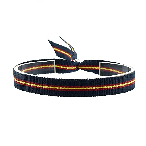 BDM Bracciale in tessuto blu navy con bandiera della Spagna, regolabile per uomini e donne. Scegli Larghezza., Ancho 15 centímetros, Tessuto