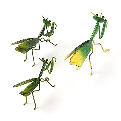 Metal Mantis Garden Yard Art Locust Lawn Ornament Insects Wall Sculptures Patio Tree Ornament For Outdoor Tree Porch Patio Green 3Pcs #TOP6