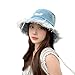 Suillty Fashion Tassel Washed Cotton Floppy Wide Brim Denim Bucket Hats for Women Girls Outdoor Summer Beach Fisherman Hat