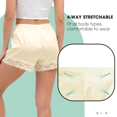 Image of MANCYFIT Satin Bloomers for Women, Lace Hem Slip Shorts
