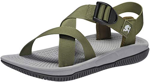 CAMEL CROWN Sandalias Deportivas para Hombres Verano Exterior con Punta Abierta Sandalias para Playa Montaña Senderismo Trekking Velcro Ajustable Cómodos Antideslizantes Verde 40 EU