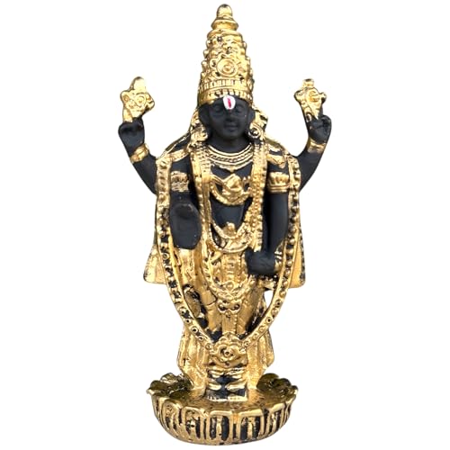 Image of Tirupati Balaji Idol for Car Dashboard, Venkateswara Swamy murthi, Vaastu Advised Balaji Statue - Tirupati Balaji Murti Idols for Pooja Room (Gold 11 CM)