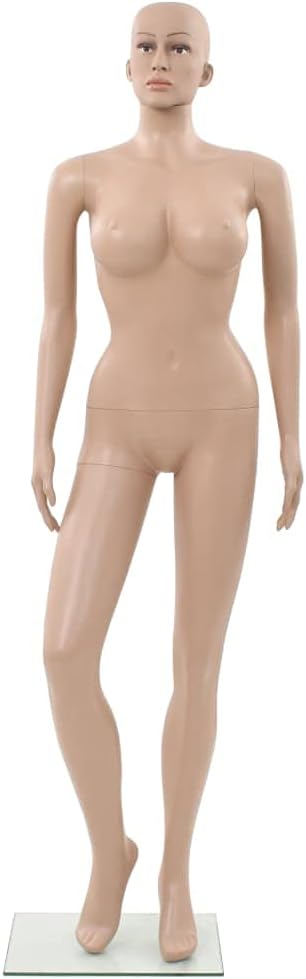 Form Mannequin Torso Body Adjustable Tripod Stand Dress Jewelry Display，Sexy Female Mannequin with Glass Base Beige 70.9",Great for Retail Shops and Clothing Shops