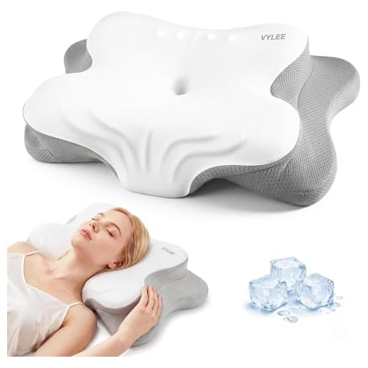 VYLEE Cervical Neck Pillow for Pain Relief, Ergonomic Memory Foam Pillow for Neck Support, Cooling Contour Orthopedic Pillow for Side, Back & Stomach Sleepers