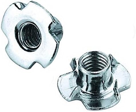 Tee Nuts 4 Prong 1/4"-20 x 7/16", Steel, Zinc Plated (Quantity: 250), Thread Size: 1/4"-20, Barrel Height: 7/16", Straight Barrel
