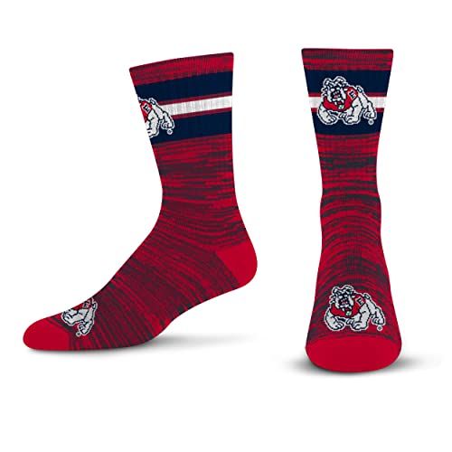 For Bare Feet Men's NCAA Fresno State Bulldogs First String Crew Sock Team Color Large