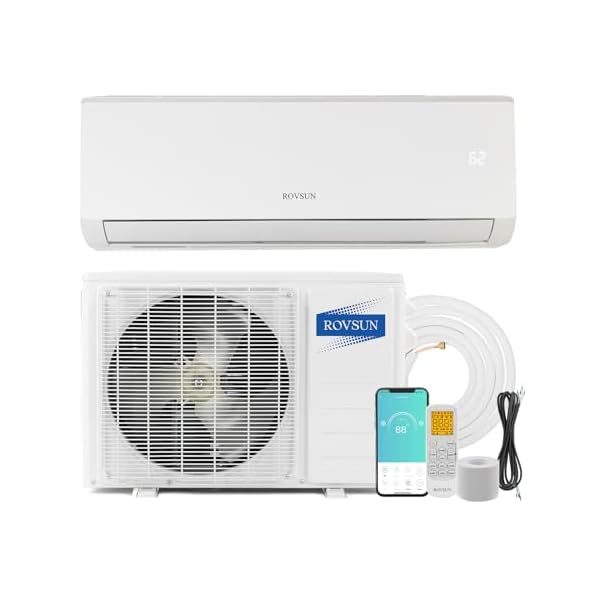 ROVSUN 9000BTU Wifi Enabled Mini Split Air Conditioner & Heater, 19 SEER 115V Energy Saving Inverter Ductless Wall AC Unit with Pre-Charged Condenser, Heat Pump & Installation Kit