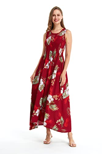 Image of Matchable Family Hawaiian Luau Men Women Girl Boy Clothes in Pineapple Garden Burgundy