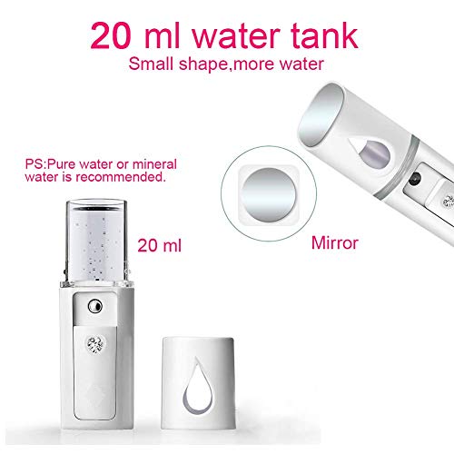 Image of Nano Facial Mister Portable Mist Sprayer for Hydrating Face, Makeup, Eyelash Extensions & Skin care Mini Cool Mist Beauty Device (White).