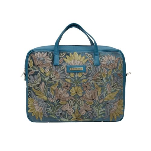 Image of Caprese TRESNA Embroidery Laptop Tote Green Handbag