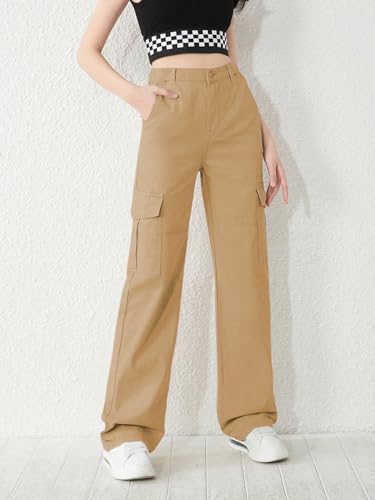 Image of KATECLO High-Waist Baggy Cargo Cotton Pants for Women | Stylish Casual Cargo for Girls