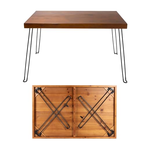 Sleekform Wooden Folding Dining Table for 4 - with Collapsible Hairpin Legs - 4 ft Portable Small Foldable Dining Room Table for Farmhouse Kitchen and Small Spaces - Walnut