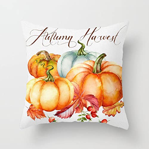 Nunubee Fundas de Almohada de otoño de Halloween Cojines de Coche de Calabaza Decoración de otoño Cojines Decorativos de decoración de otoño de Granja 45 * 45 cm # 22