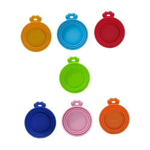 Levemolo 7pcs Cat Food Can Lids Silicone Covers Pet Food Can Lids Covers for Dogs Cats Sealing Pet Accessories