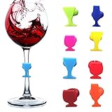 Embalaje --- Incluye 8 piezas de marcadores de vidrio en forma de copa de vino en 8 colores diferentes, distingue fácilmente cada copa, lo suficiente como para satisfacer sus necesidades de cantidad y color.