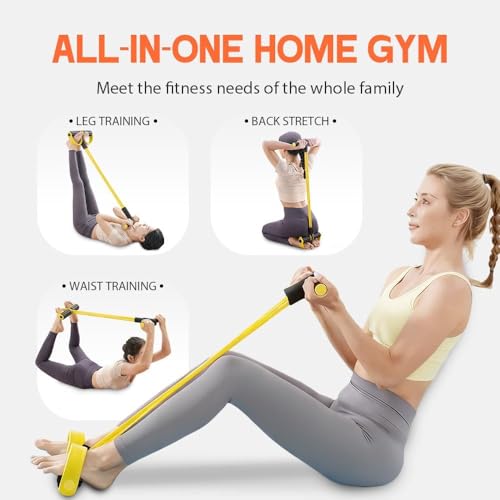 Image of Yoga Pedal Puller Resistance Band 4 Tube Pull Reducer | Tummy Trimmer & Pedal Puller for Exercise | Full Body Home Gym Workout for Abs, Arms & Legs | Amazely - Multicolor