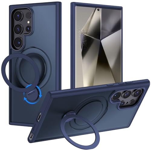 XINKAE Funda Magnética 360° Rotatoria Samsung Galaxy S24 Ultra Compatible con MagSafe Carcasa Slim Case Antichoque y Cover Case con Protección Militar - Azul