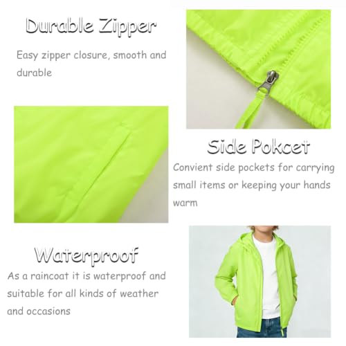 Image of SNOW DREAMS Boys Waterproof Rain Jacket Windbreaker Lightweight Coat Kids Raincoat Outerwear