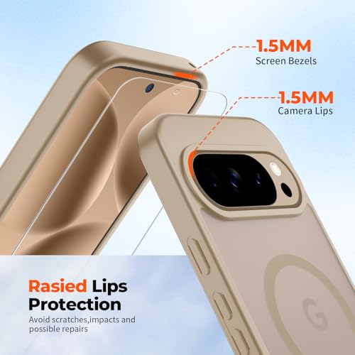 Image of SUPFINE Magnetic for Google Pixel 10 Pro XL Case with Screen Protector, (Built-in Magnets) ((Military Grade Drop Protection) Slim Translucent Shockproof Phone Case,Pink Gold