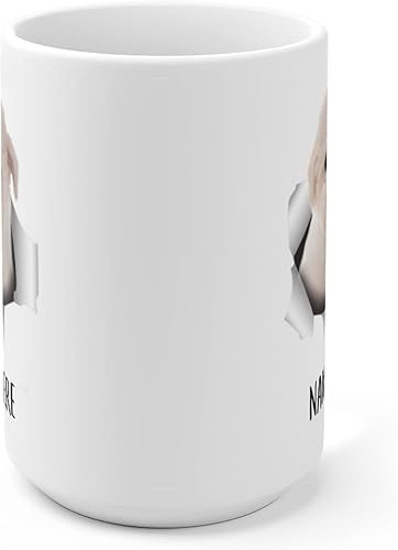 Miniatura 2 de Taza de café blanca divertida con nombre personalizado Bichon Frise Puppy con texto personalizado para Navidad 2023, 15 onzas