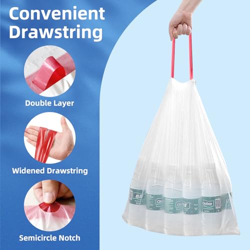 Image of KdbK 13.2 Gallon Tall Kitchen Drawstring Trash Bags, 200 Count Pre-separated Garbage Bags, Unscented, Leak Proof, Waste Bag for Kitchen, Office, Home