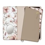 Elegante公式 Grayish Flower らくらくスマートフォン a A401FC / Lite MR01 用 ケース 手帳型 スマホケース 手帳 携帯ケース くすみカラー 花柄 カード 収納 アンドロイド ミラー付 スマホ 携帯 らくらくスマートフォン用 フォーン [LL]F175