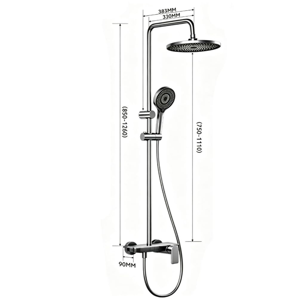 Saliscendi Doccia 4 funzioni, soffione Pioggia manopola per Bagno | Struttura metallica resistente, 4 modalità acqua, altezza regolabile,compatibile con raccordi standard bagno