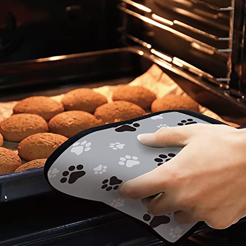 Black And Gray Dog Paw Prints Pot Holders Set Of 2 Kitchen Heat Resistant Potholder For Microwave Cooking Baking Oven End Dishes And Bbq #TOP6