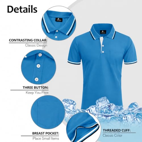Image of ZITY Men Polo Shirts Short Sleeve with Pocket Golf Polo Wicking Shirts for Men Casual Collared T-Shirts