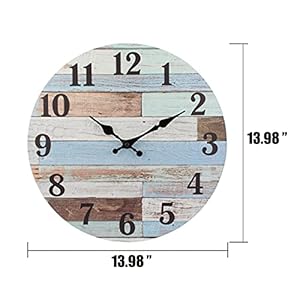 Stonebriar Vintage Coastal Worn Blue 14 Inch Round Battery Operated Wall Clock Stonebriar Vintage Coastal Worn Blue 14 Inch Round Battery Operated Wall Clock