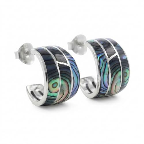 Créoles en argent 925 et nacre abalone pour un style ethnique chic