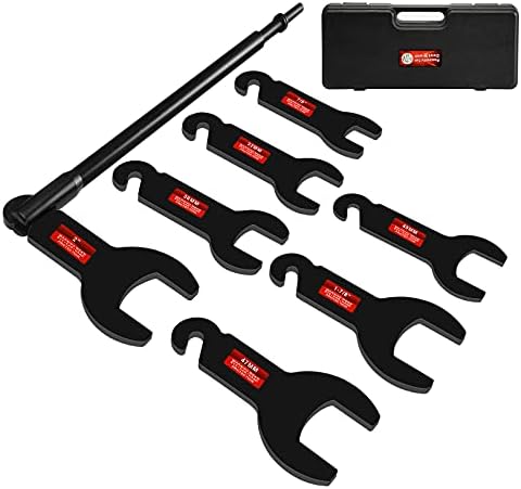 BETOOLL 8PCS Pneumatic Fan Clutch Wrench, 43300 Fan Clutch Removal Tool Kit, Auto Repair Spanner Kit Installs Fan Clutch Compatible with Ford, GM, Chrysler and Jeep