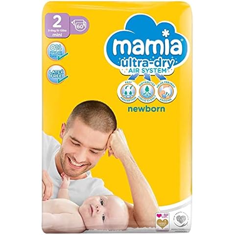 Nappies Size 2 Mamia Jumbo Pack 60 + Free Baby Wipes Cover