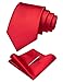 JEMYGINS Red Formal Necktie and Pocket Square, Hankerchief and Tie Bar Clip Sets for Men