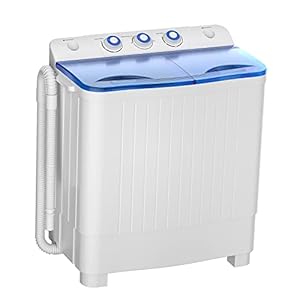 Portable Washing Machine, 20lbs Twin Tub Washer Mini Compact Laundry Machine with Drain Pump, Semi-automatic 12lbs Washer 8lbs Spinner Combo for Dorms, Apartments, RVs