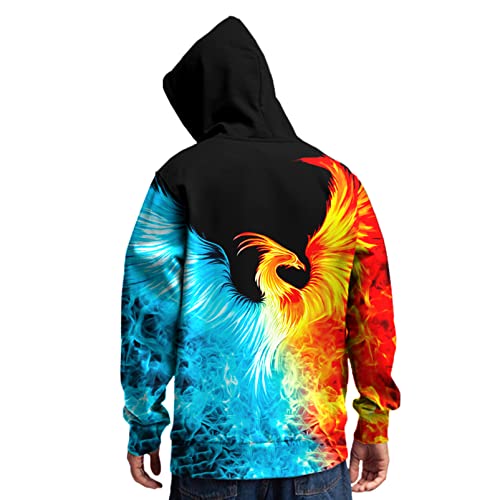 Eowjeed Men Women Pullover Hoodie Sweatshirt Fashion Hoodies For Man 3D Print Hoody Sweatshirts Animal Graphic Hooded Pullover Sweater Unisex Novelty Jackets With Pockets Large #TOP4