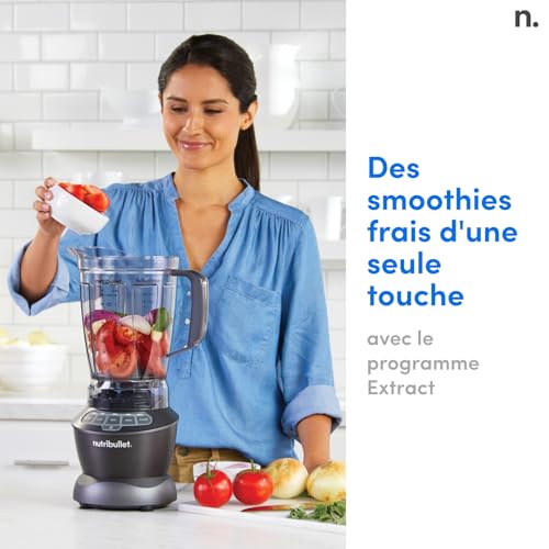 nutribullet Full Size Blender Combo, Elektrischer Mixer, Multifunktionaler Zerkleinerer, Profi, 1200 Watt Leistung, 1,9l Krug, 946ml und 710ml Gläser, schwarz, NBF500MB