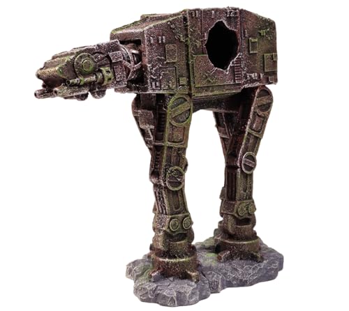 Image of Fish Tank Decorations AT-AT of Star Wars Aquarium Decorations Betta Fish Tank Accessories for Sleep Rest Hide and Play (M)