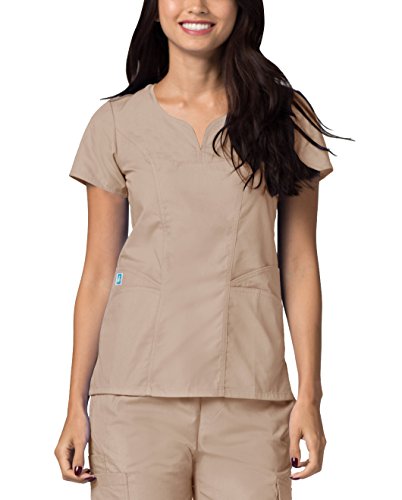 Adar Uniforms Uniformes Médicaux Blouse à Poche Incurvée Glamour Haut d'Hopital Vêtements de Travail pour Femmes - 2632 Couleur: KKI | Taille: XS