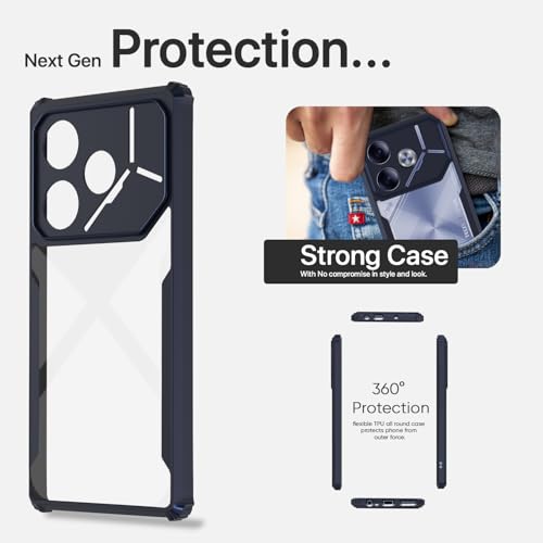 Image of Pikkme Crystal Clear Transparent Back | Ultra Hyrbid | Full Camera Protection | Raised Edge | Bumper Back Case for Tecno Pova 6 (Blue)