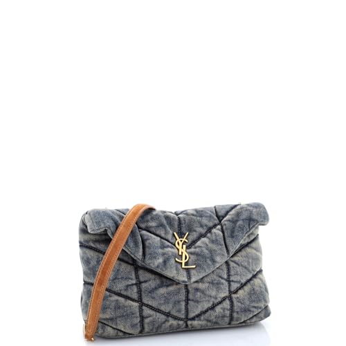 Saint Laurent, Pre-Loved Loulou Puffer Shoulder Bag Quilted Vintage Denim Mini, Blue2